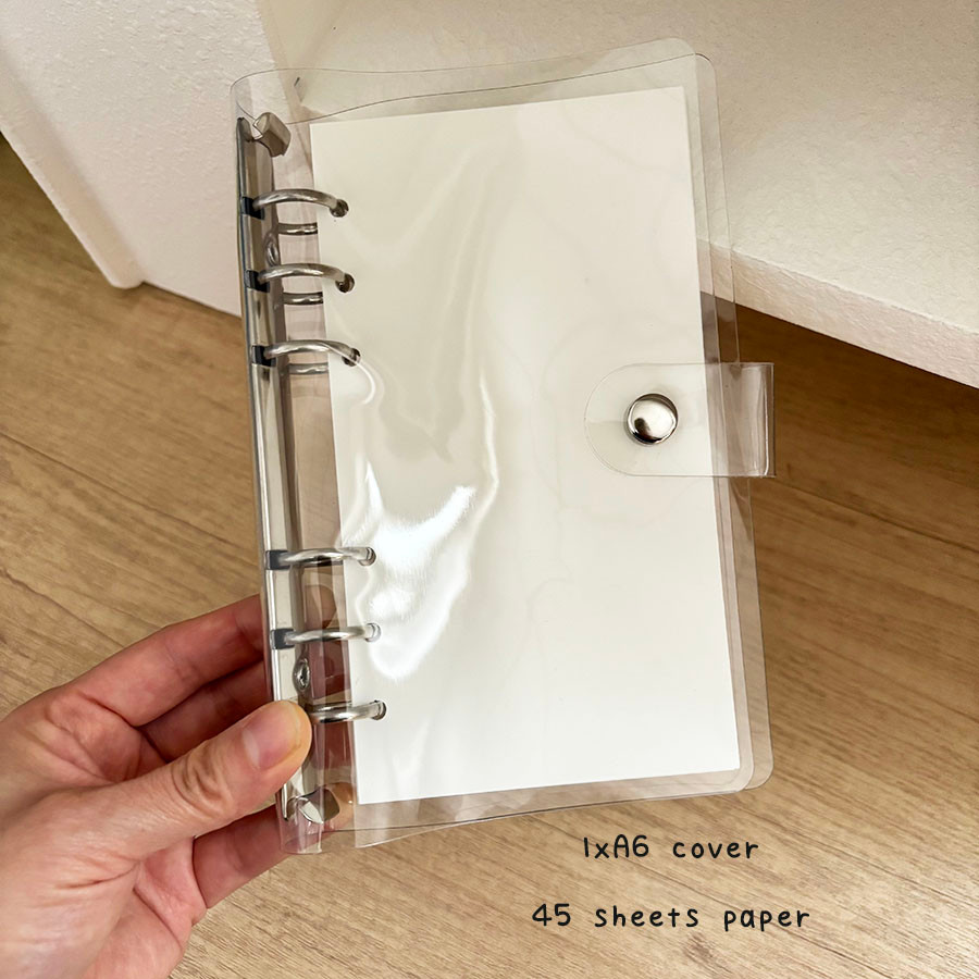 

M5/A6/A7/A8 Notebook Set, Binder Ring Clear Junk Journal Book, 45 Sheets Blank Papers Planner Diary,