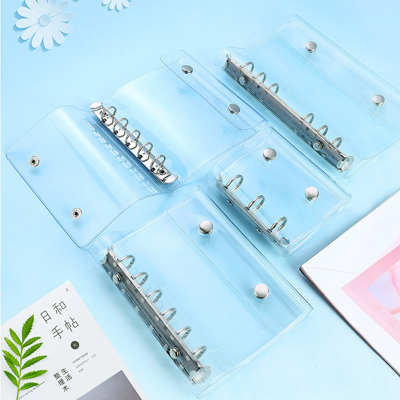 

A6 A7 M5 A8 Pvc Transparent Double Button Loose Leaf Binder Notebook Cover Note Book Journal Planner