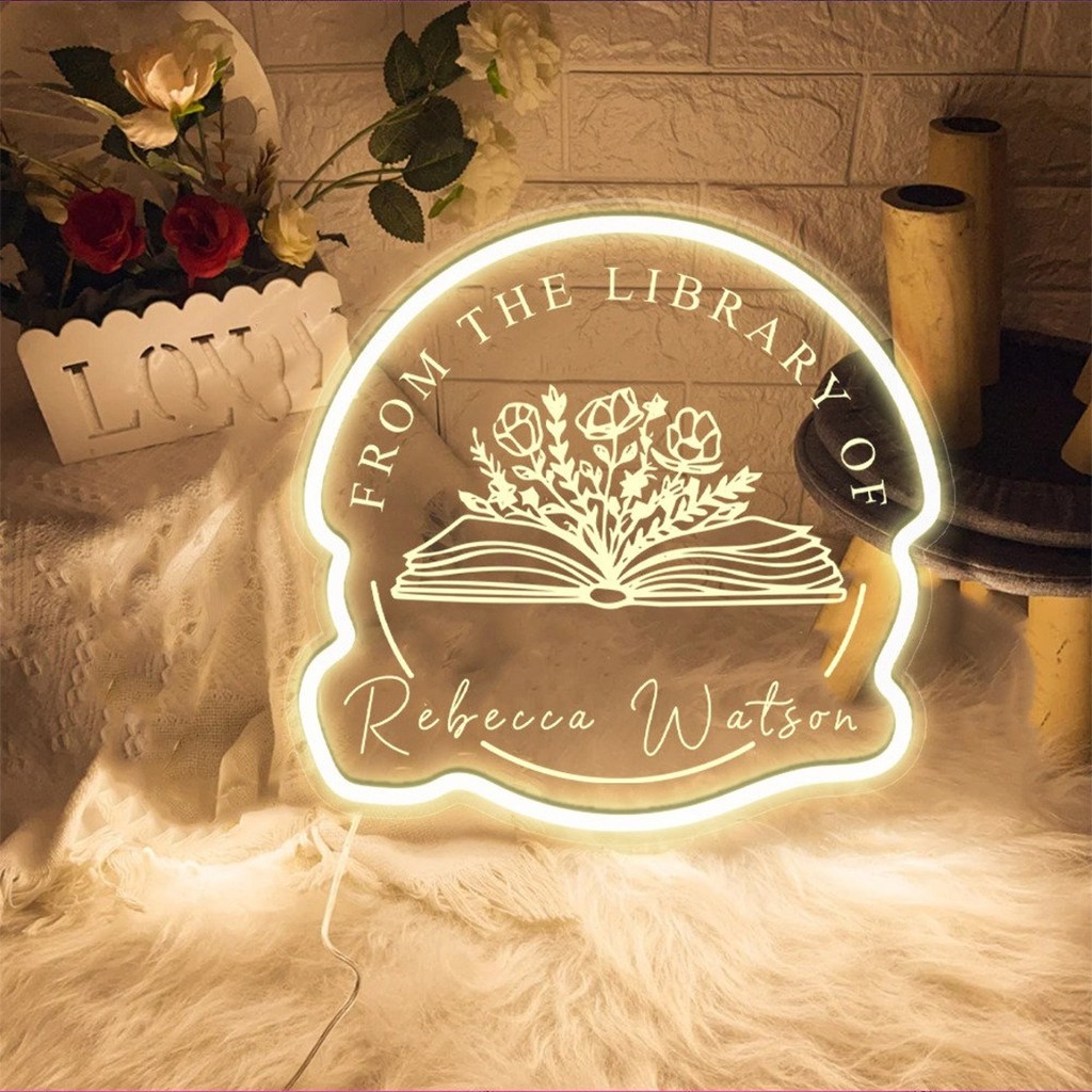 

Custom Library Neon Sign Bookworm Birthday Gift Book Business Shop Wall Decor Library Book Club Sign