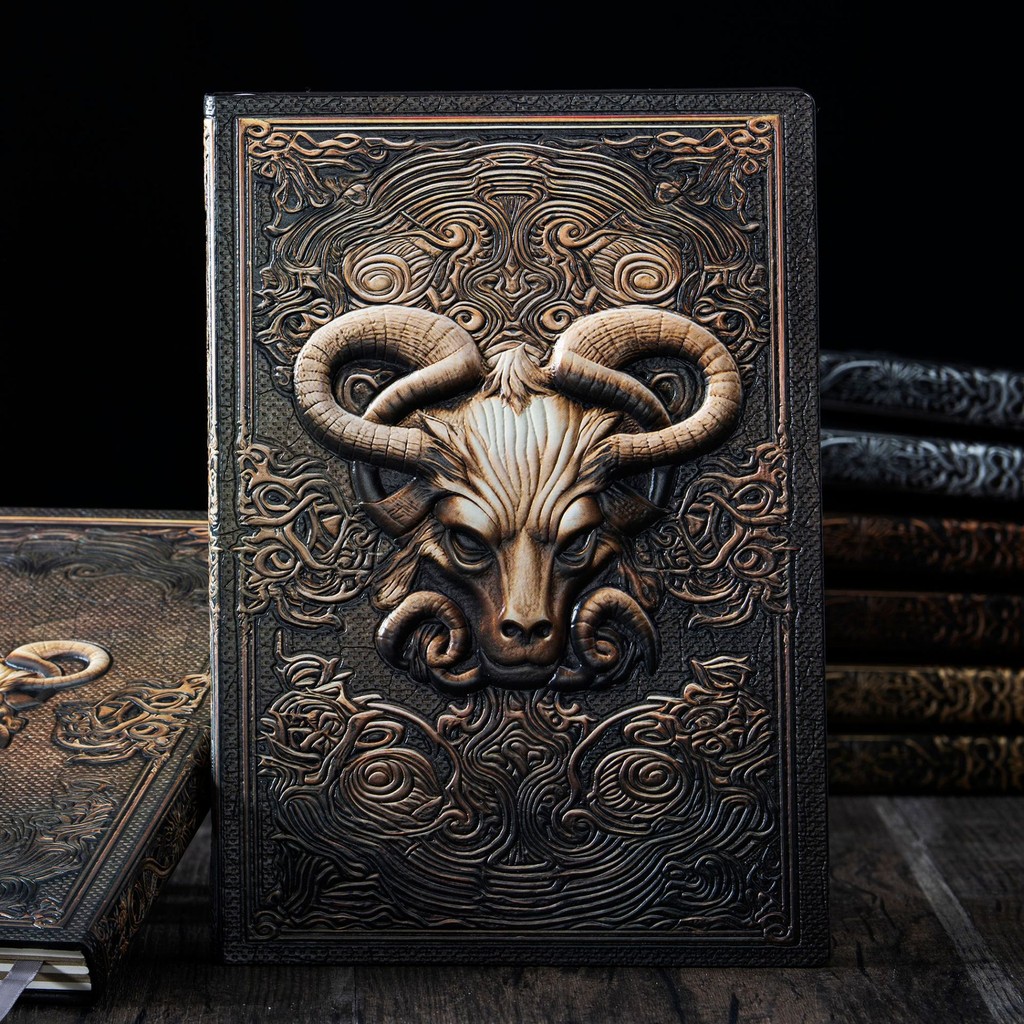

Mythical Bull Head Embossed Notebook Cthulhu Gothic Journal Dark Fantasy Writing Book Vintage