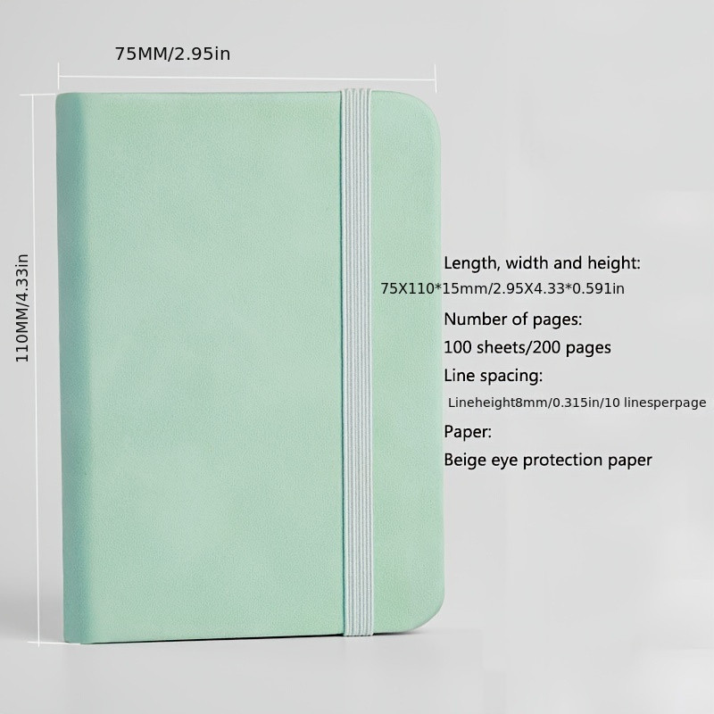 

8Pcs A7 Premium Faux Leather Notebook Set - Binding With Elastic Closure 100 Lined Pages Softcover