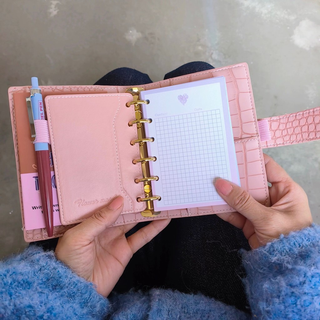 

A7 A6 Crocodile Color 6 Ring Binder Pu Leather Clip-On Notebook Leather Loose Leaf Notebook Cover