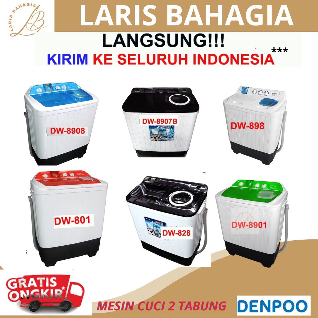 Mesin Cuci 2 Tabung 8KG Denpoo Anti Bakteri