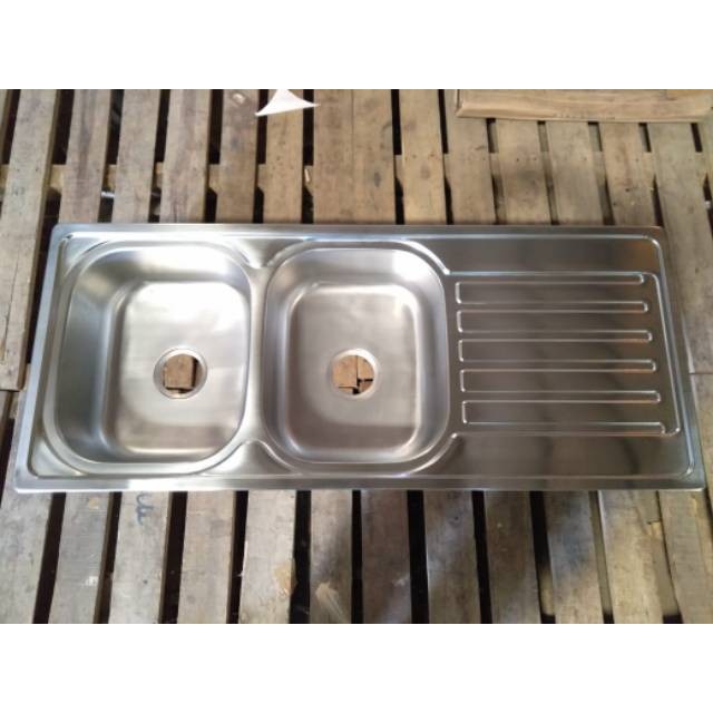 Bararoomkey_ Bak Cuci Piring /Wastafel Cuci Piring Stainless /Bcp Stainless 2 Lubang 1 Sayap