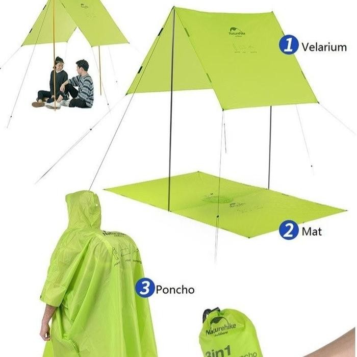 jas hujan ponco NATUREHIKE NH17D002 20D 210T raincoat pono 3in1