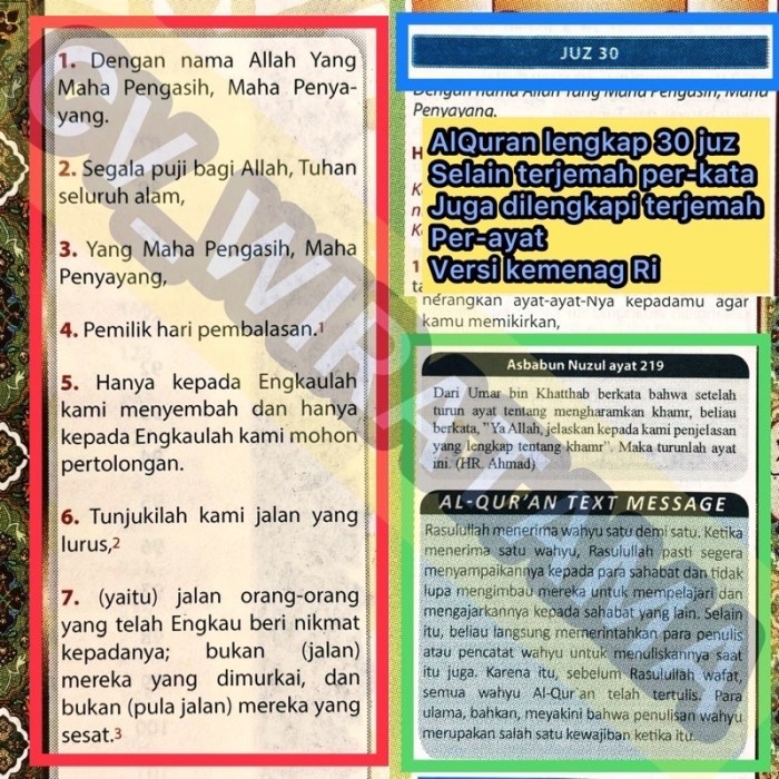 Alquran Terjemah Latin Perkata A3 Lansia Jumbo Besar Tajwid Warna Gratisongkir