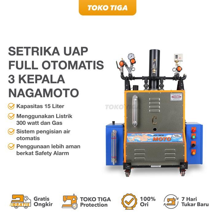 Setrika Uap Full Otomatis 3 Kepala / Steam Boiler Full Auto Nagamoto