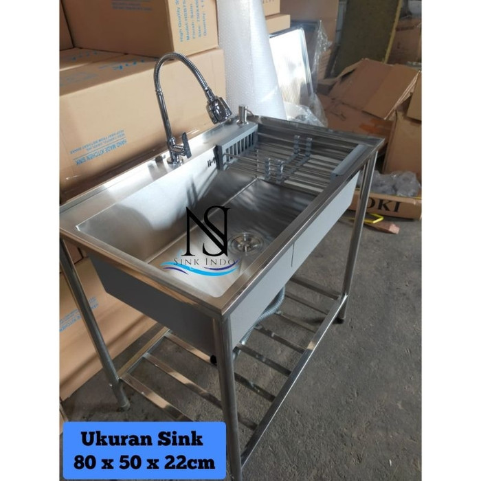  Paket Bak Cuci Piring Portable Rak 80 x 50CM Kitchen Sink Kaki 75 x 45 OKI /Thsink /OMON/JKM