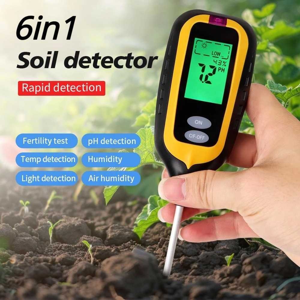 

Pengukur PH Tanah 6in1, Suhu dan Kelembaban Soil PH 6in1 Temperature and Humidity Meter Warna Hitam