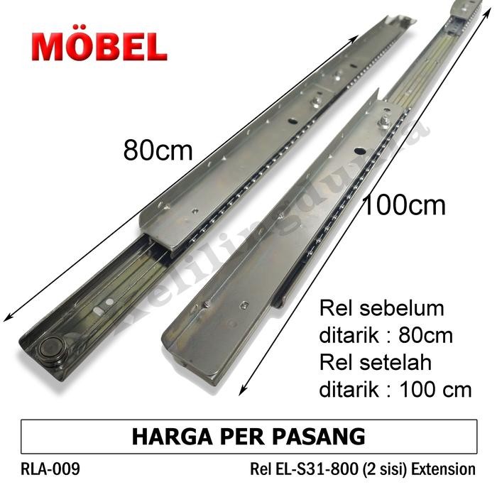 PREMIUM Rel Meja Makan Rumah Restoran Lipat Tarik Geser Buka Tengah Ekstension