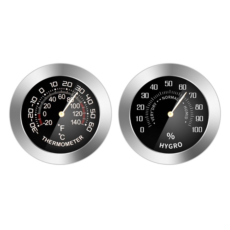 Termometer Analog Mekanik Logam Mini/Higrometer untuk Kulkas Mobil Truk