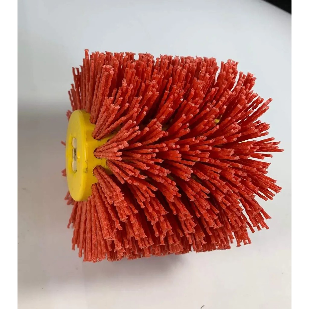 60 Grit Red Color Abrasive Nylon Drawing Wheel Drum Burnishing Brush for Wood Polishing