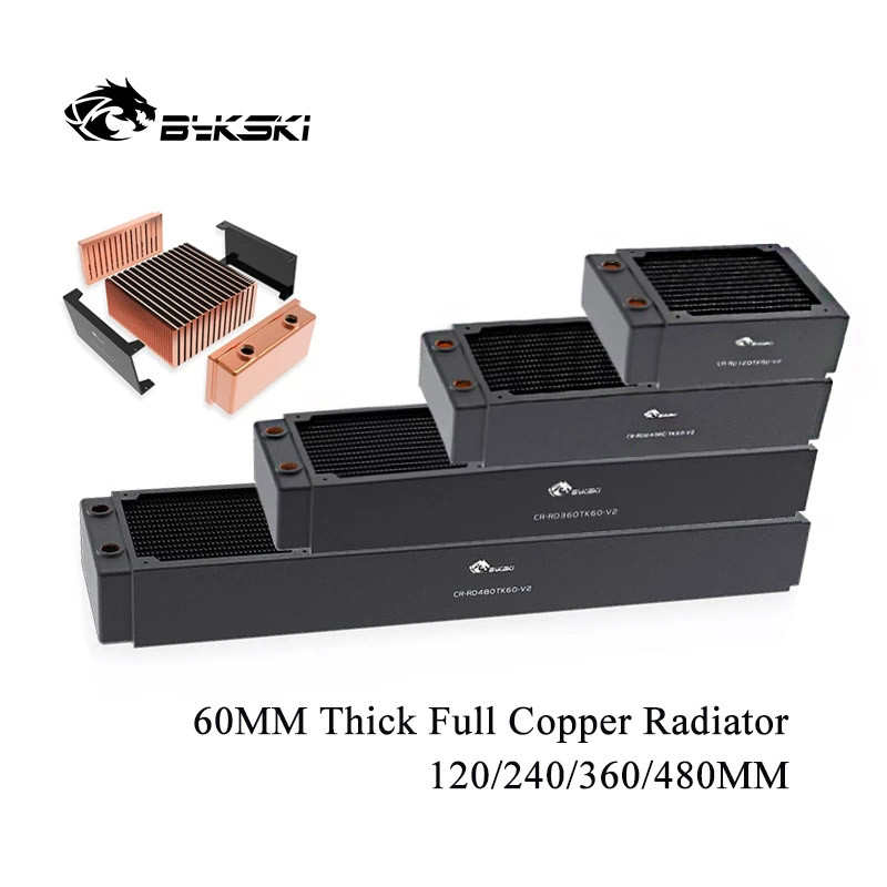 Bykski Radiator Tembaga Penuh Tebal 60Mm Radiator Pendingin Air PC Heatsink Pendingin Komputer Salur
