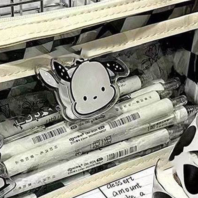 

Portable Waterproof Large Capacity Double Layer Pencil Case Simple Transparent Checkerboard Pencil Bag Student Stationery