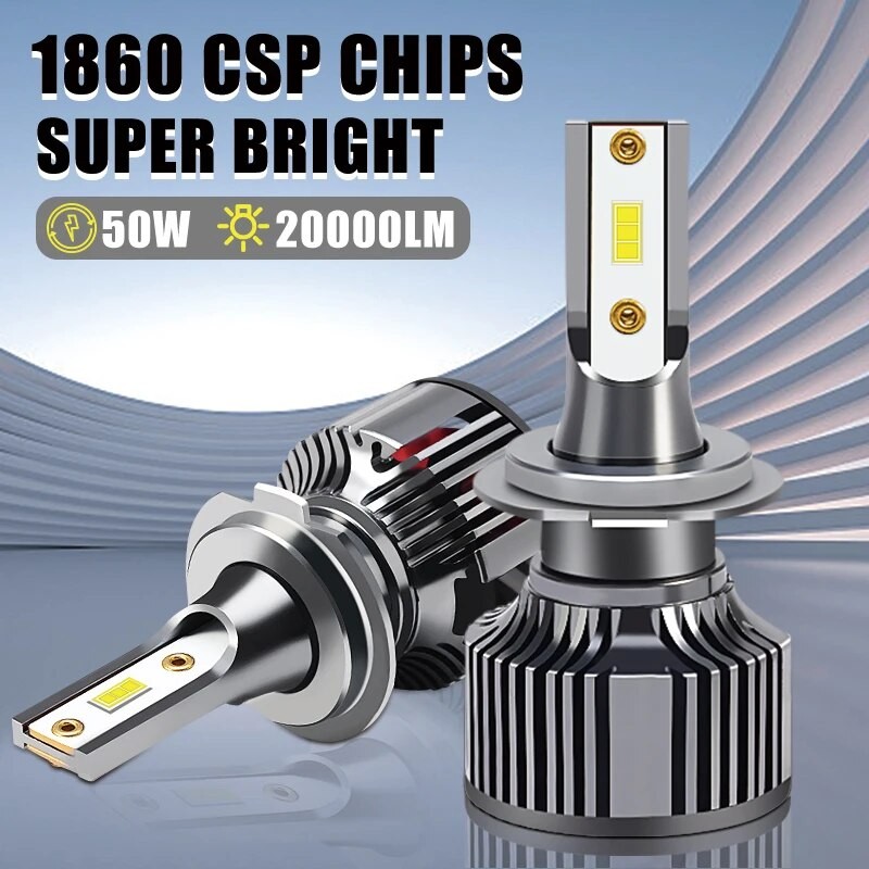 Carshark H4 H7 Kit Lampu Depan Bohlam LED 20000LM CSP H1 H11 H8 H9 Lampu Otomatis 4300K ​​8000K 9005