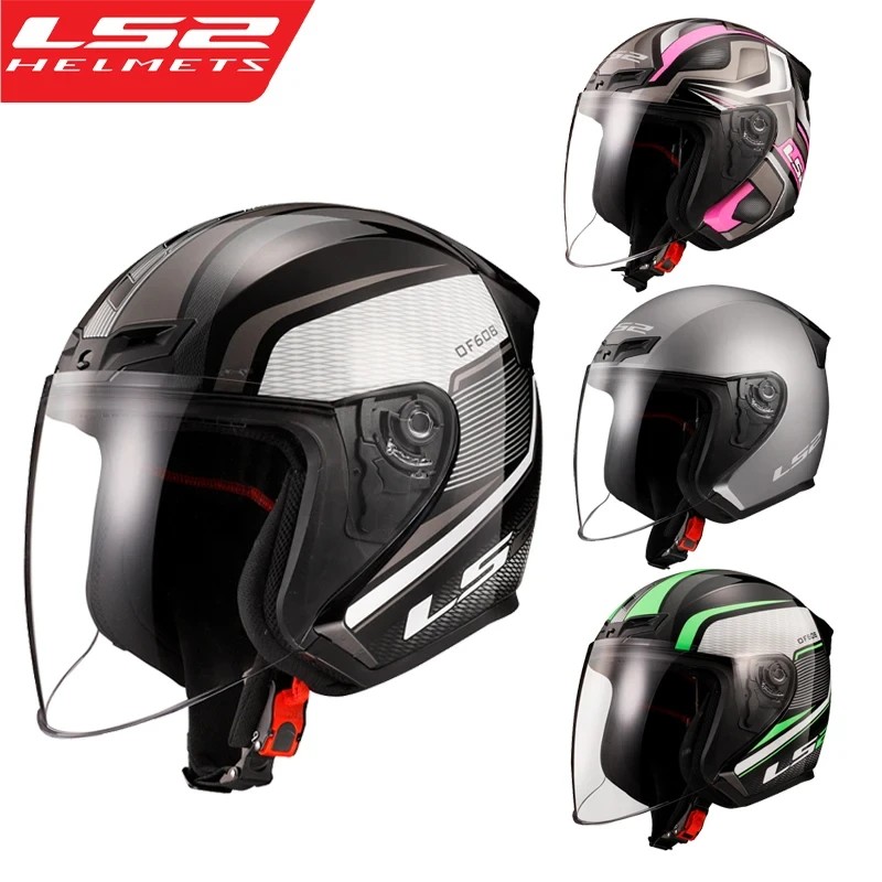 LS2 Original Motorcycle Helmet Summer 3/4 Open Face Helmet Capacete LS2 OF608 Jet Scooter Motorbike 