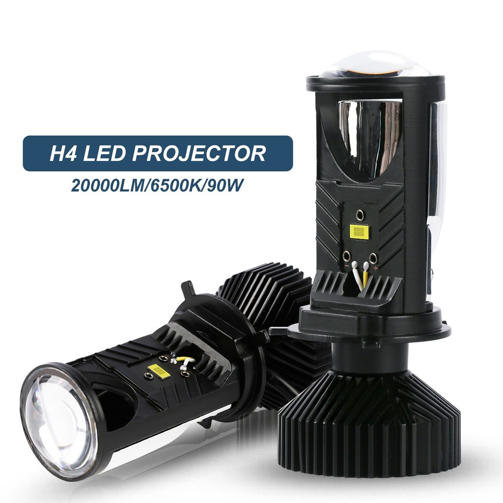 Y6D H4 LED Proyektor Lampu Proyektor Lensa dengan Kipas Pendingin 90W Mobil Hi Lo Beam Bohlam 12V 60
