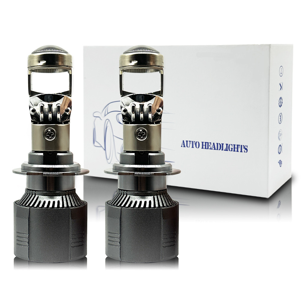 Proyektor Mini H7 Led Lensa Mobil Canbus untuk H4 Bohlam Lampu Depan Led H7 Lampu Depan Lenticular L