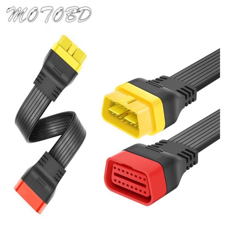 24AWG 36CM OBD2 II 16Pin Kabel Ekstensi X431 Mobil Laki-laki Ke Perempuan untuk Alat Diagnostik Kabe