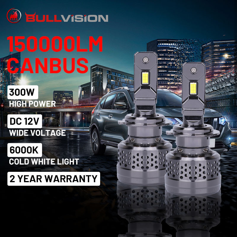 BULLVISION H4 H7 Led 150000LM H8 H9 H11 H1 Lampu Depan Led 300W 9005 9006 HB3 HB4 9012 Bohlam Lampu 