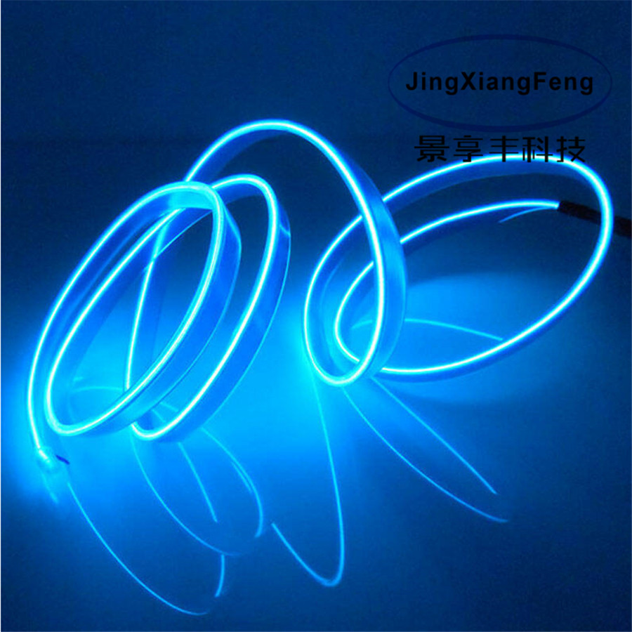 JXF 2.3Mm 2Meter Lampu Neon Fleksibel Bercahaya Kawat Salon El Strip Led Datar untuk Lampu Interior 