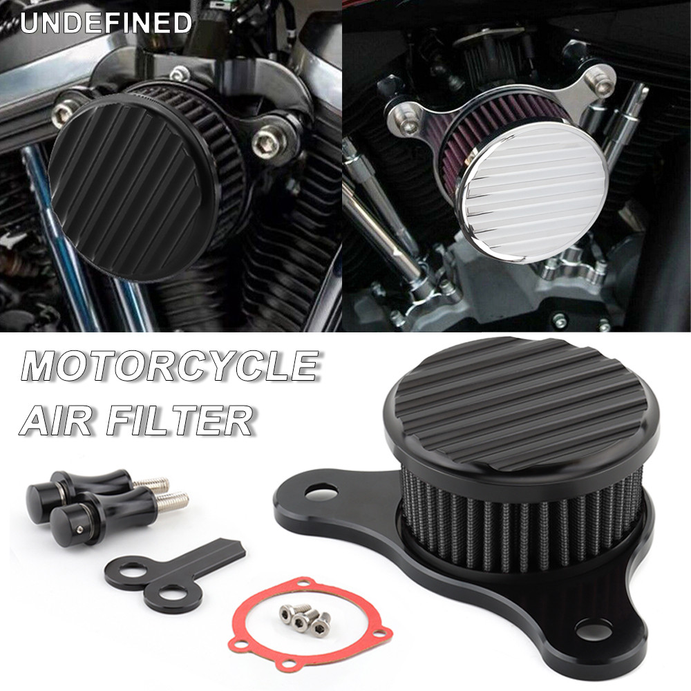 Kit Filter Asupan Udara Pembersih Udara Sepeda Motor Bergaris untuk Harley Softail Fat Boy Kamera Ke