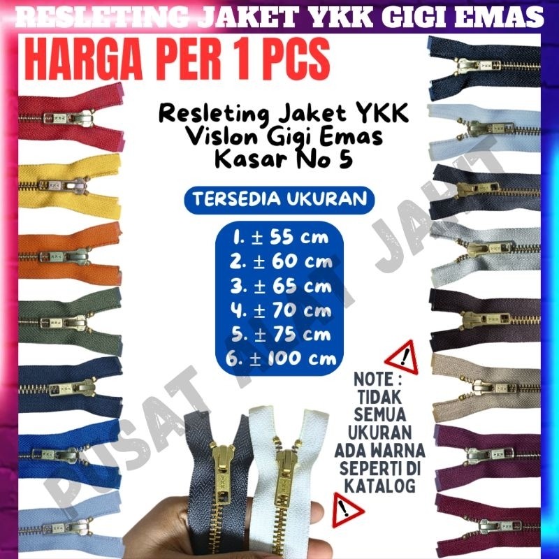 MCL5 RESLETING RITSLETING SLETING JAKET ZIPPER JACKET VISLON YKK GIGI KASAR BESI EMAS KASAR NO 5
