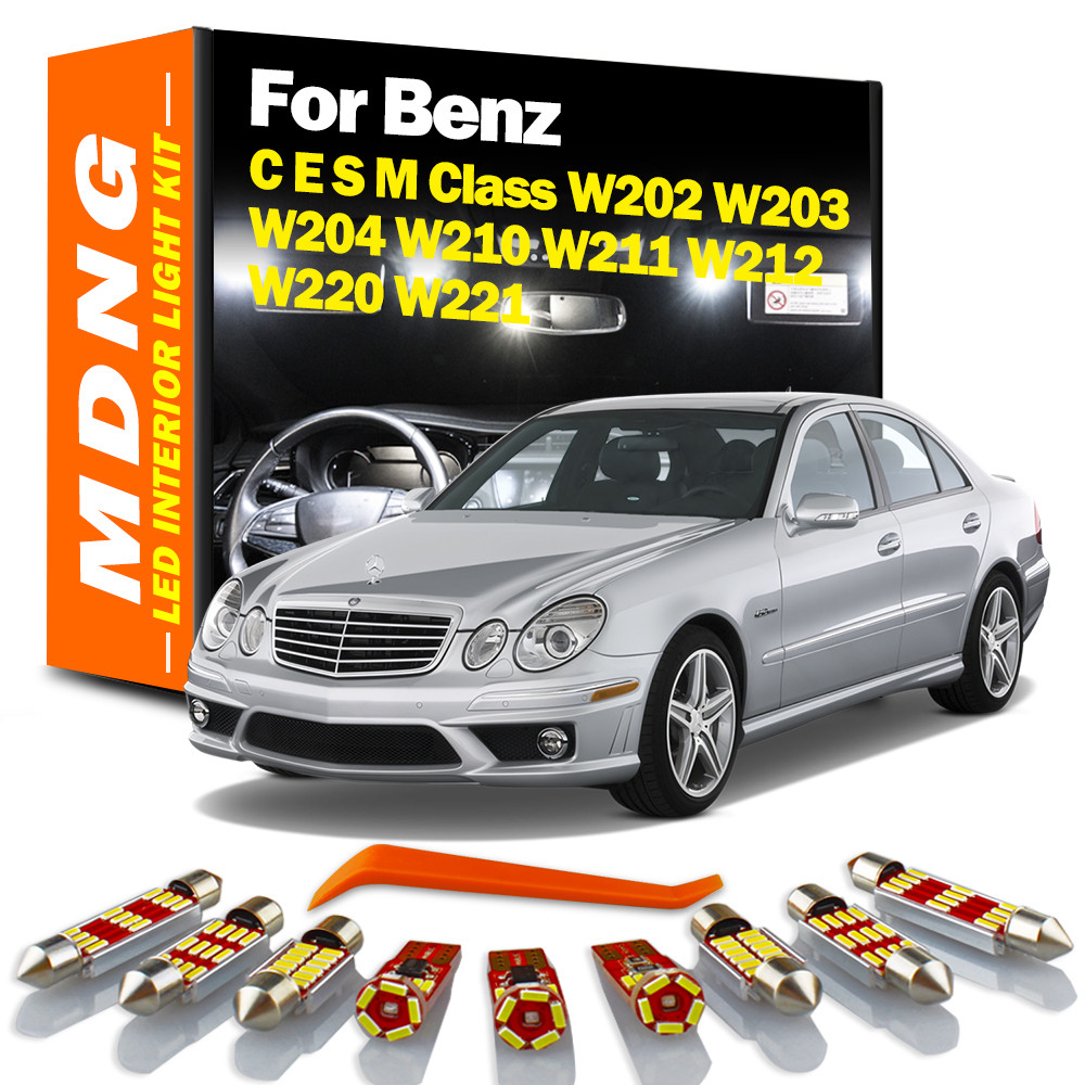 MDNG Canbus Bohlam Mobil LED Kit Lampu Pintu Kubah Interior untuk Mercedes Benz C E S M Class W202 W