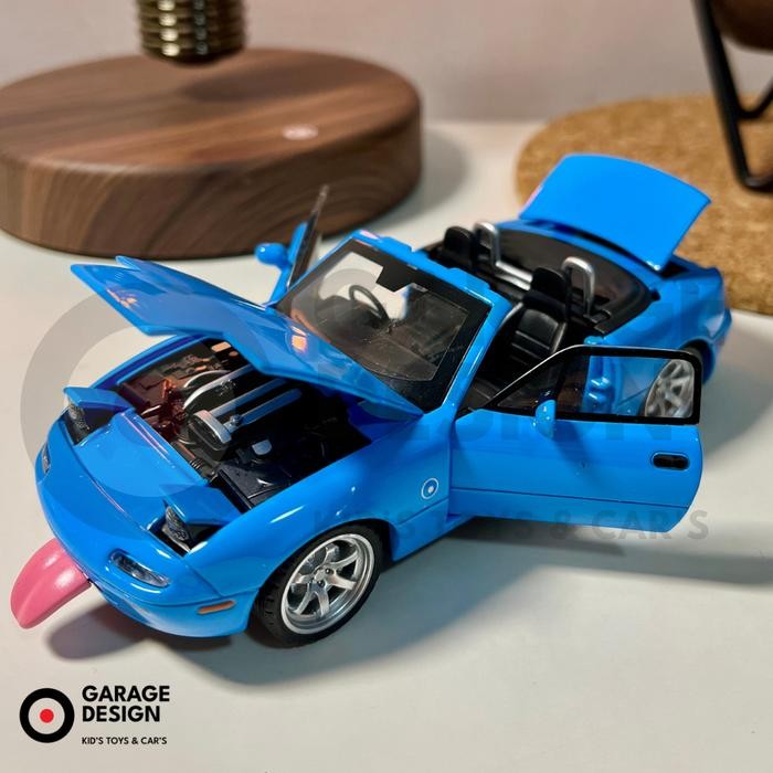 Terlaris Diecast Miniatur Mobil Mazda Miata Mx5 (1990) Skala 1:32 - Terdapat Lampu Dan Suara