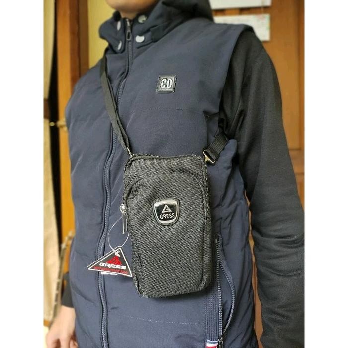 Tas selempang Hp Pria Mini Tas Tempat Hp Gadget Pria Unisex Distro Hitam