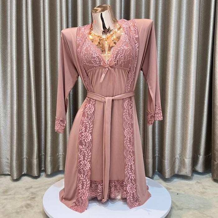 007L Sleepwear Dress + Kimono + Belt [ Girlsheaven_id ]