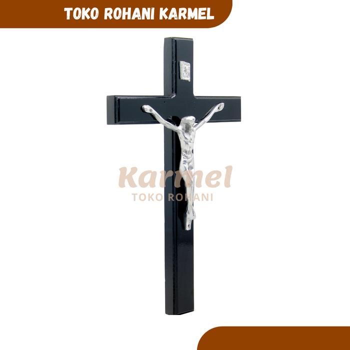 Salib Gantung Katolik 15-30 Cm (Silver) / Salib Dinding Kristen / Salib Gantung Hitam / Salib Kayu