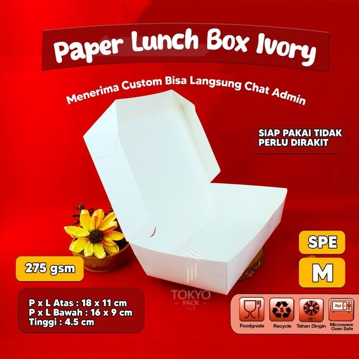 

Paper Lunch Box Putih Uk S, M, L - Lunch Box Kertas - Lunch Box Kertas