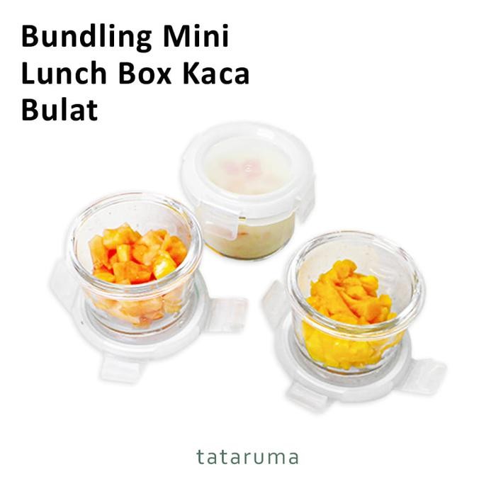 

BUNDLING 3pcs BENTO MINI BULAT - Food Box Bulat Mini Kaca Kedap
