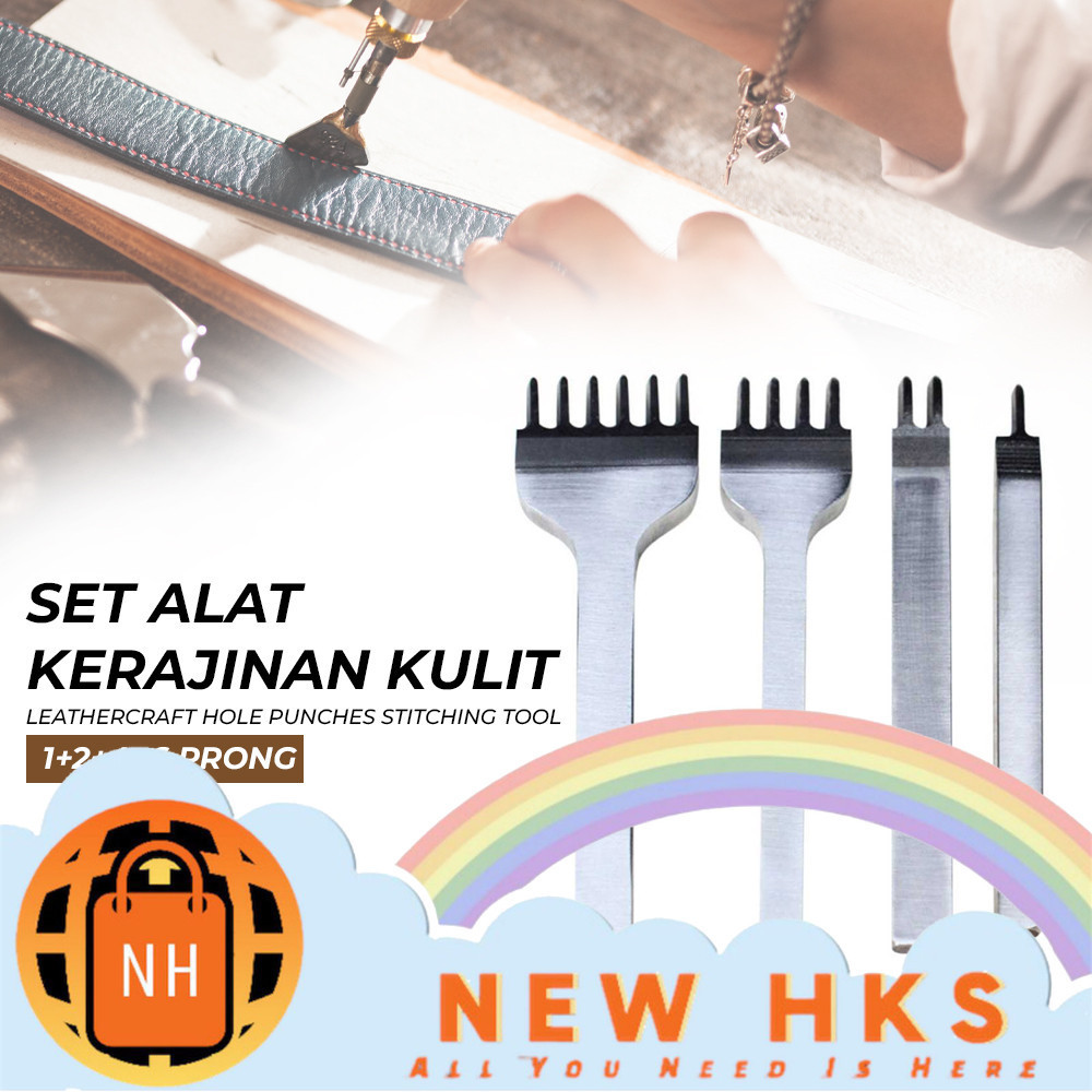 

1set Alat Pelubang Kulit Leather Craft Hole Punches Stitching Tool 1 2 4 6 Lubang Ikat Pinggang