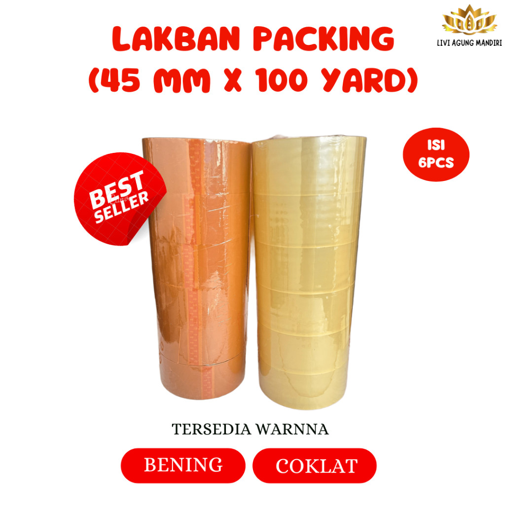 

LAKBAN BENING COKLAT 45 MM X 100YARD ISOLASI SELOTIP LENGKET KUAT ISI 6PCS