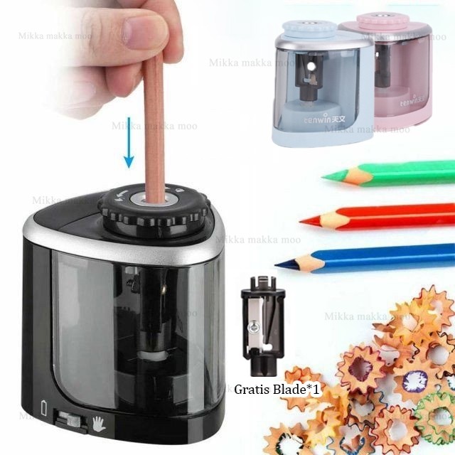 

Rautan Pensil Elektrik Pencil Sharpener Dilengkapi 2 Mata Pisau Model Baterai Rautan Pensil Portabel