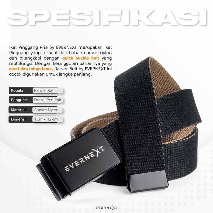 Evernext - Ikat Pinggang Pria Sabuk Pria Nylon Canvas Sabuk 2 Sisi Berkualitas Gesper Pria Distro