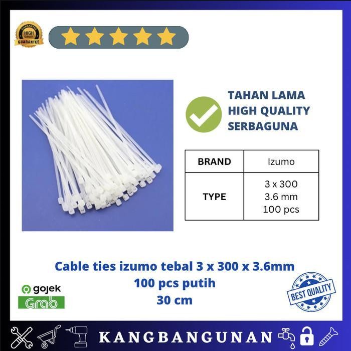 

CABLE TIES TEBAL 30 CM ISI 100 PCS IZUMO PUTIH NYLON INSULOCK HITAM KABEL PLASTIK