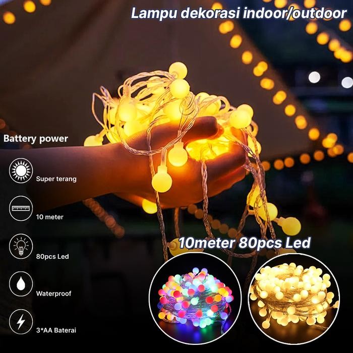 Lampu Hias Tenda Camping 10 Meter Dekorasi Glamping Lamp LED Tahan Air tri1