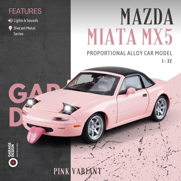 Diecast Miniatur Mobil Mazda Miata Mx5 1990 Skala 1:32 - Terdapat Lampu Dan Suara Pajangan 1/32