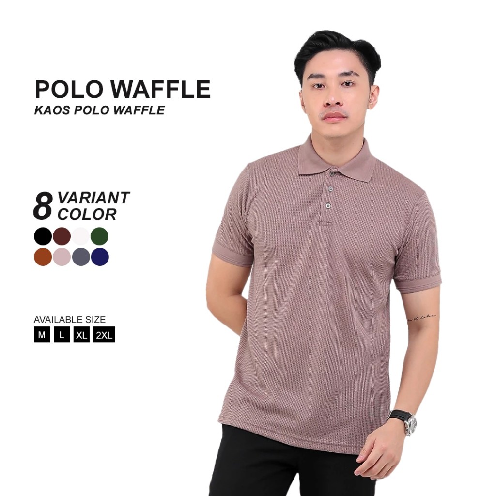ARE BROGUY Kaos Polo Shirt Pria Waffle - Khaki