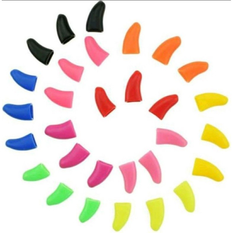 RB22 Kuku Kucing Bahan Plastik Isi 20 Lembut Warna-Warni Dengan Lem / Pelindung Kuku Kucing Tinah
