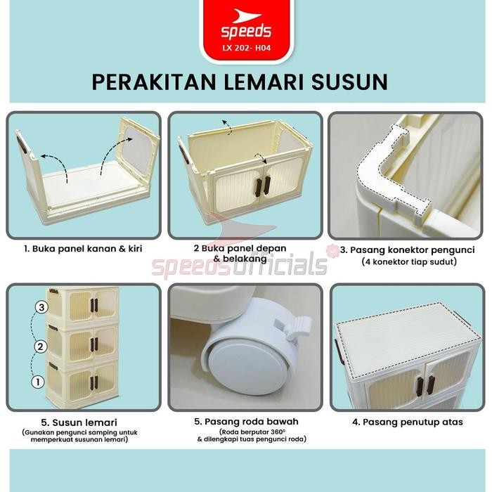 SPEEDS Rak Kabinet Susun Lipat Storage Foldable Cabinet Rak Tas Sepatu Stabil Kuat Plastik Lemari