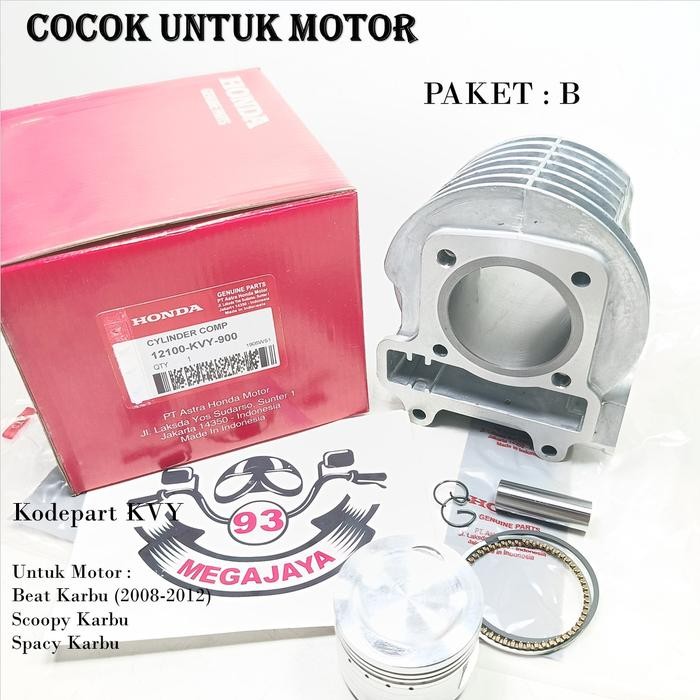 Blok Seher Komplit Piston & Topset Kvy Motor Honda Beat Karbu , Scoopy Karbu , Spacy Karbu Murah