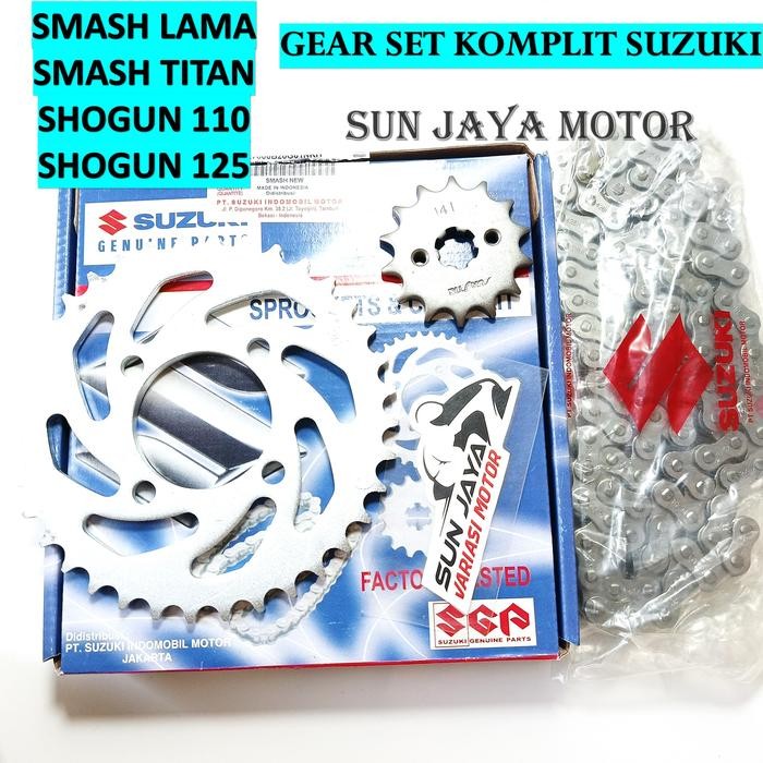 Gear Set Komplit + Rantai Suzuki Smash - Shogun 110 - Shogun 125 - Smash 110 Motor Motorcycle
