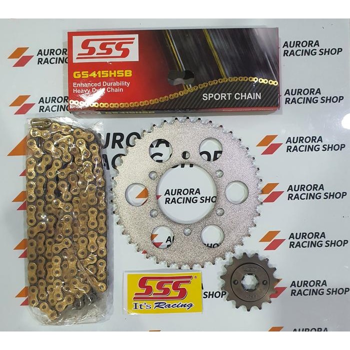 Gear Set Sss Vixion Old / New / Mx King 150 & Rantai Sss 415 Hsb Gold