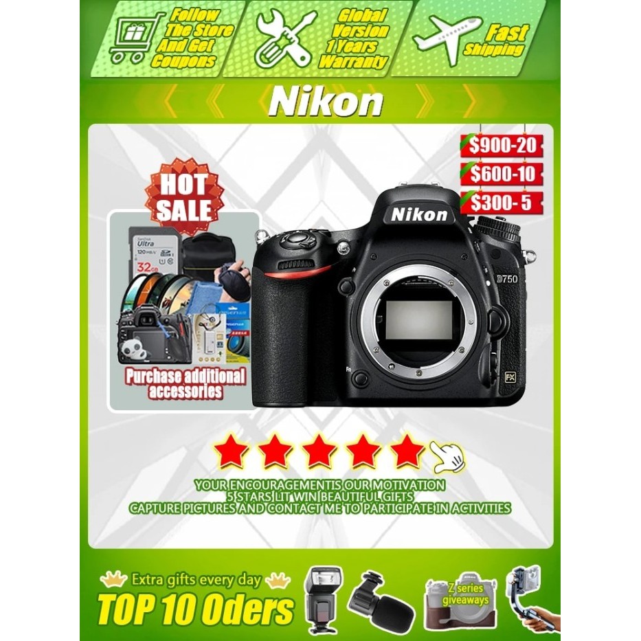 Nikon D750 DSLR Camera Body Full frame full HD professional SLR