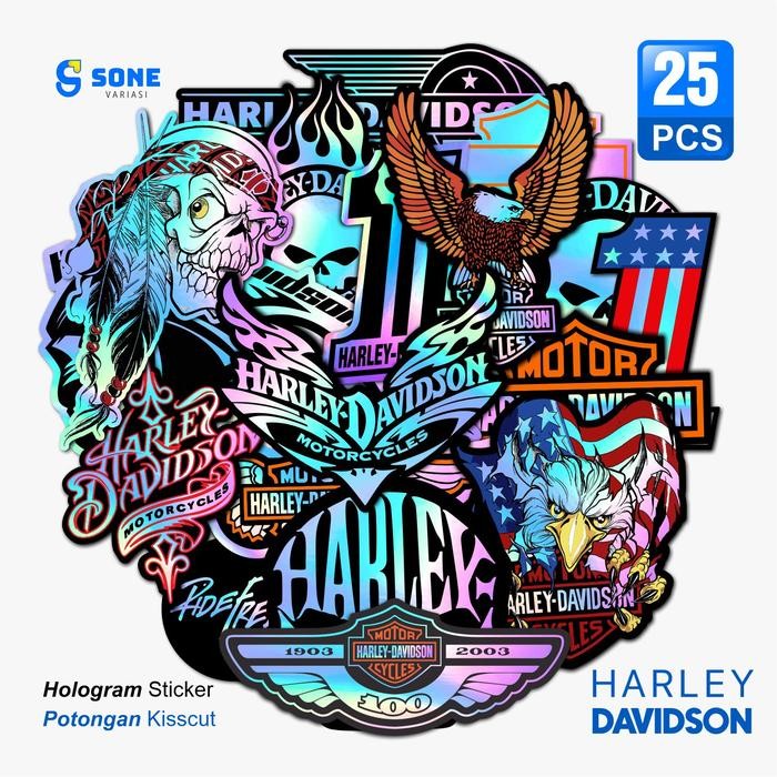 

SIAPKIRIM Sticker Motor Harley Davidson Keren Hologram Anti untuk Aksess Laptop Aesthetic - Helm