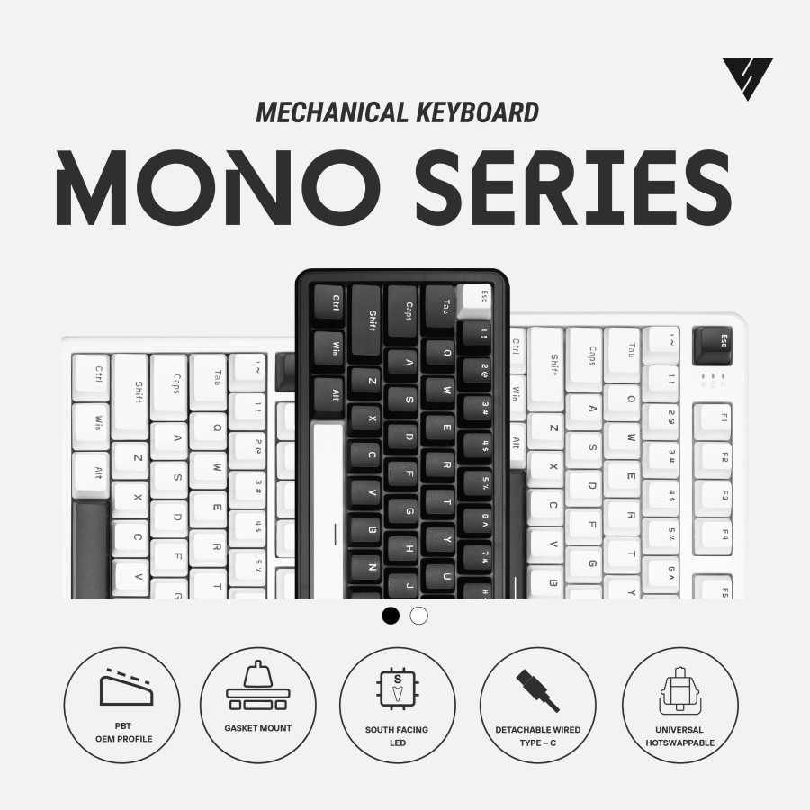 VortexSeries MONO SERIES Wired Mechanical Keyboard Gasket Mount Hotswappable 5 Switch NKRO Vortex